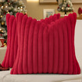 decorUhome Fall Faux Fur Throw Pillow Covers 20x20 Set of 2 Red | Decorative by decorUhome