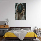 Mirror face covering dark art poster print melancholy gothic painting vintage feminine print victorian style decoration antique art20x30in Wood Framed