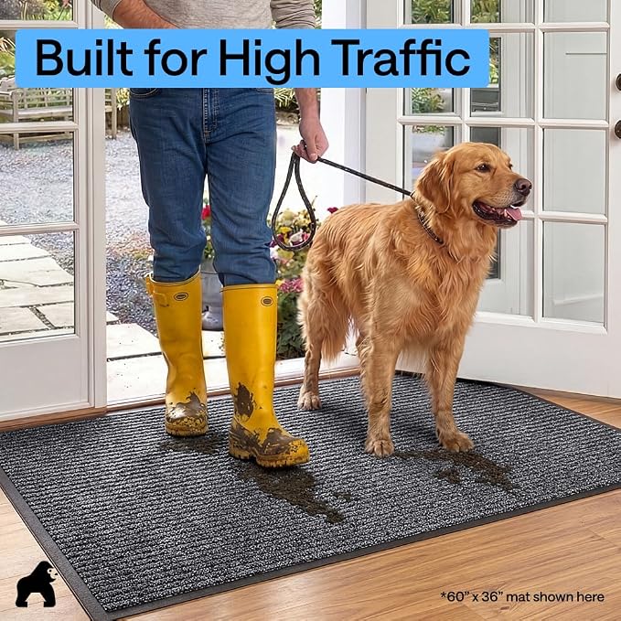GORILLA GRIP Waterproof Traffic Guard Door Mat, 59x24 Indoor Outdoor Durable - Image 7