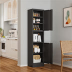67" Tall Bathroom Storage Cabinet, Narrow Metal Floor Cabinet with 2 Doors and Adjustable Shelves, Freestanding Metal Locker for Laundry, Kitchen, Dining Room