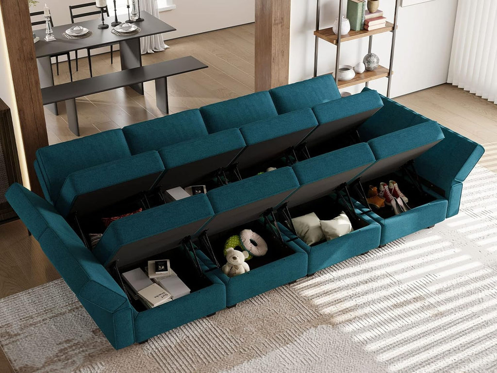 Belffin Modular Sectional Sleeper Sofa Bed Convertible Sectional Couches for Living Room. Peacock Blue Couch