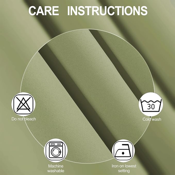 Sage Green Blackout Curtains 52 x 63 Inch Length/Set of 2 Curtain - Image 4