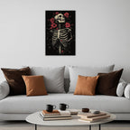 OAAPITI Gothic Skull Wall Art Skeleton and Roses Canvas Pictures Print Vibrant Dark Art Decor for Bedroom Living Room Bathroom(Artwork-6,12"x18")