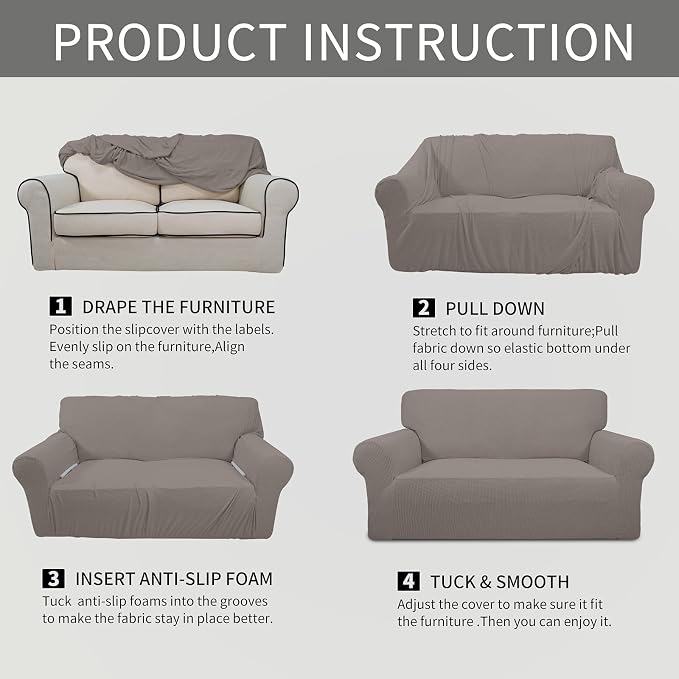 Easy-Going Stretch Oversized Sofa Couch Slipcover Washable Taupe | 1-Piece - Image 8