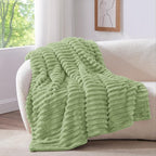 BEDELITE Ribbed Twin Blanket for Couch & Bed, Sage Green, Warm Yet Lightweight - Image 2