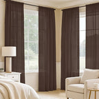 MIULEE Chocolate Sheer Curtains 96 Inches Long 4 Panels 42 x 96 Inches | Light - Image 2