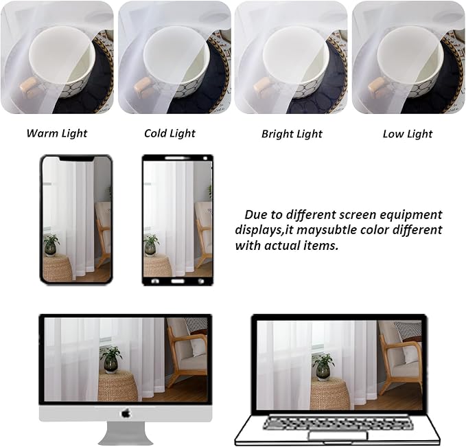 Chyhomenyc Extra Long White Sheer Curtains 102 Inches Long 2 Panels - Image 4