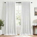 Topfinel Snow White Blackout Linen Curtains 102 Inches Long by Topfinel