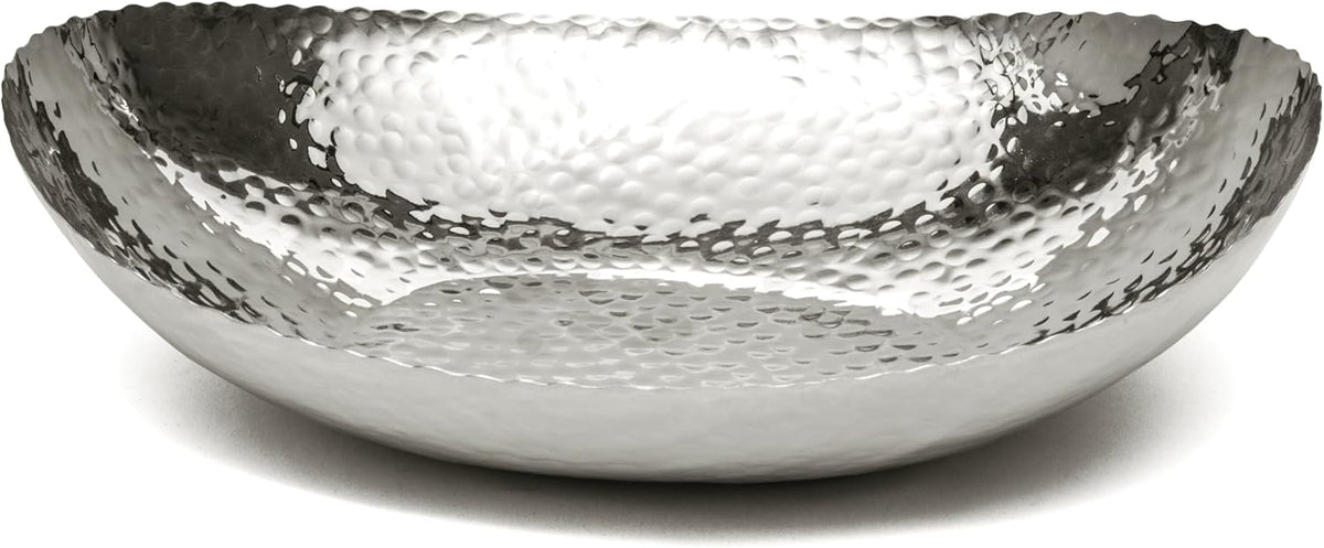 Monarch Abode Hand Hammered Decorative Bowl for Home Decor, 12.75-Inch Polished Stainless Steel – Key Bowl for Entryway Table, Catch All, Decorative Fruit Basin, Key Holder, Bowls for Home Decor