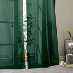 Hunter Green Sheer Curtains for Bedroom Living Room 45 Inch Length 2 Panels - Image 8
