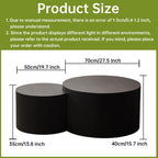 Round Nesting Coffee Table Set of 2 Small Round Coffee Tables for Living Room Modern Fluted Coffee Table Circular End Table Side Table for Small Spaces No Assembly (Black B, 27 in)