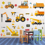 Glow in The Dark Construction Wall Decals,Luminous Construction Wall Stickers Decals Glowing Self-Adhesive Truck Car Excavator Stickers for Ceiling Decor Kids Baby Room Wall Stickers Decor Boys Gifts
