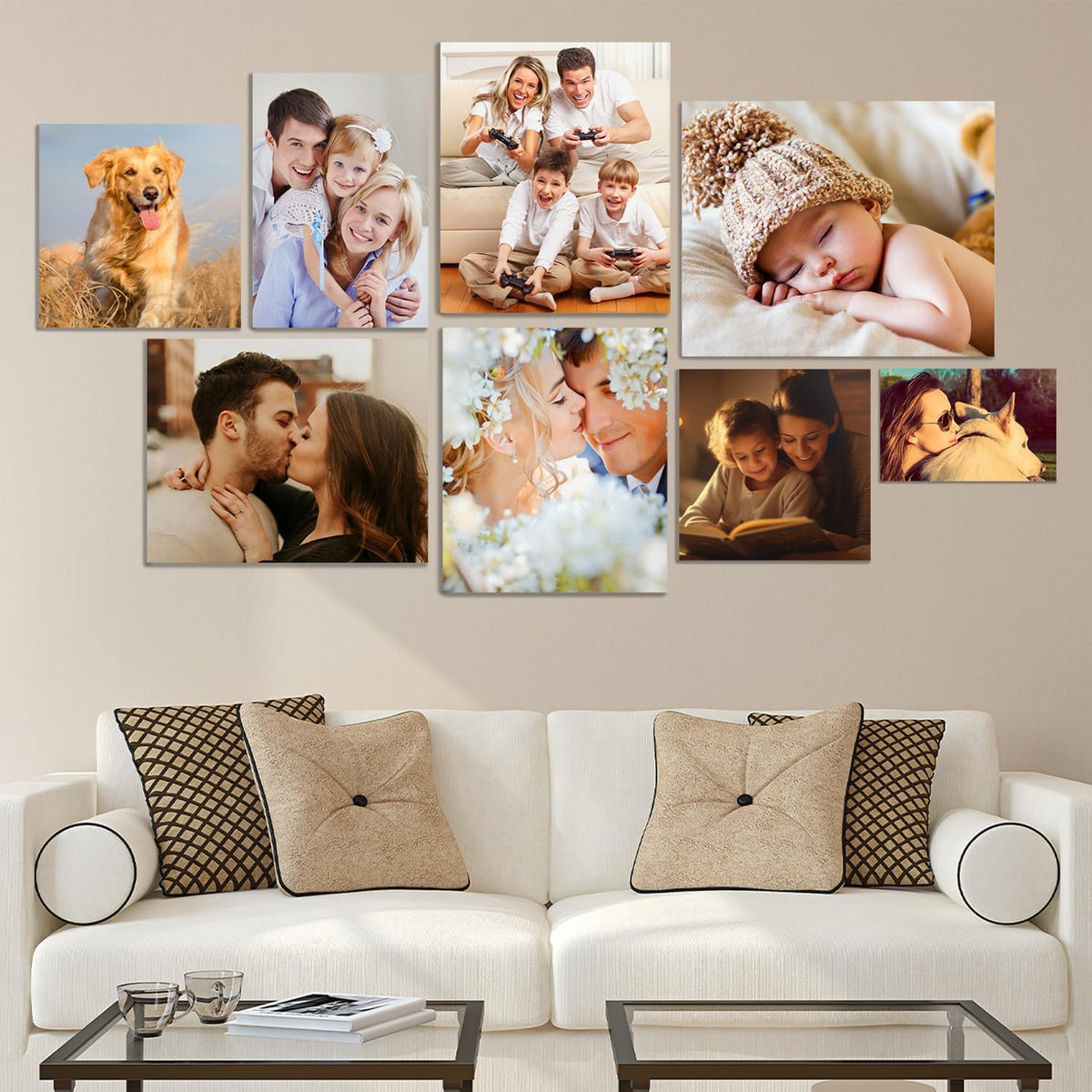 YUNART Ship Next Day - Custom Canvas Prints with Your Photos, Personalized Canvas with Pictures Print for Wall Art Bedroom, Customized Photo Gifts for Couple Men Women Mom Baby Dog Family - 8"x10"