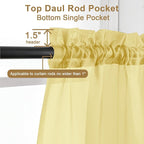 Chyhomenyc Sheer Mustard Yellow Curtains 90 inches Long 2 Panels, Light - Image 2