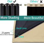 Yakamok Beige 100% Blackout Curtains 63 Inches Long - Image 5