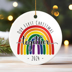 Our First Christmas Together LGBT Ornament, Gift for Couple LGBT, Couple LGBT Keepsake Decor Xmas Tree, Pride LGBT Ornament Christmas 2024, Rainbow Gift
