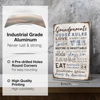 Heuhuww Grandparents Gifts-Vintage Grandparents House Rules Metal Sign for Grandma Grandpa from Grandkids Rustic Farm Home Kitchen Decor 12" x 8"(H19)