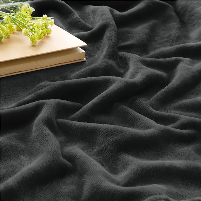 BEDELITE Fleece Blanket Soft Plush King Bed Blanket Charcoal Grey 108"x90" | - Image 4