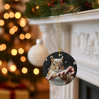 Christmas Squirrel Ceramic Ornament Gifts, Retro Rustic Winter Christmas Squirrel Decorative Hanging Ornaments for Xmas Tree Holiday Party Decoration, Animal Xmas Tree Decorations