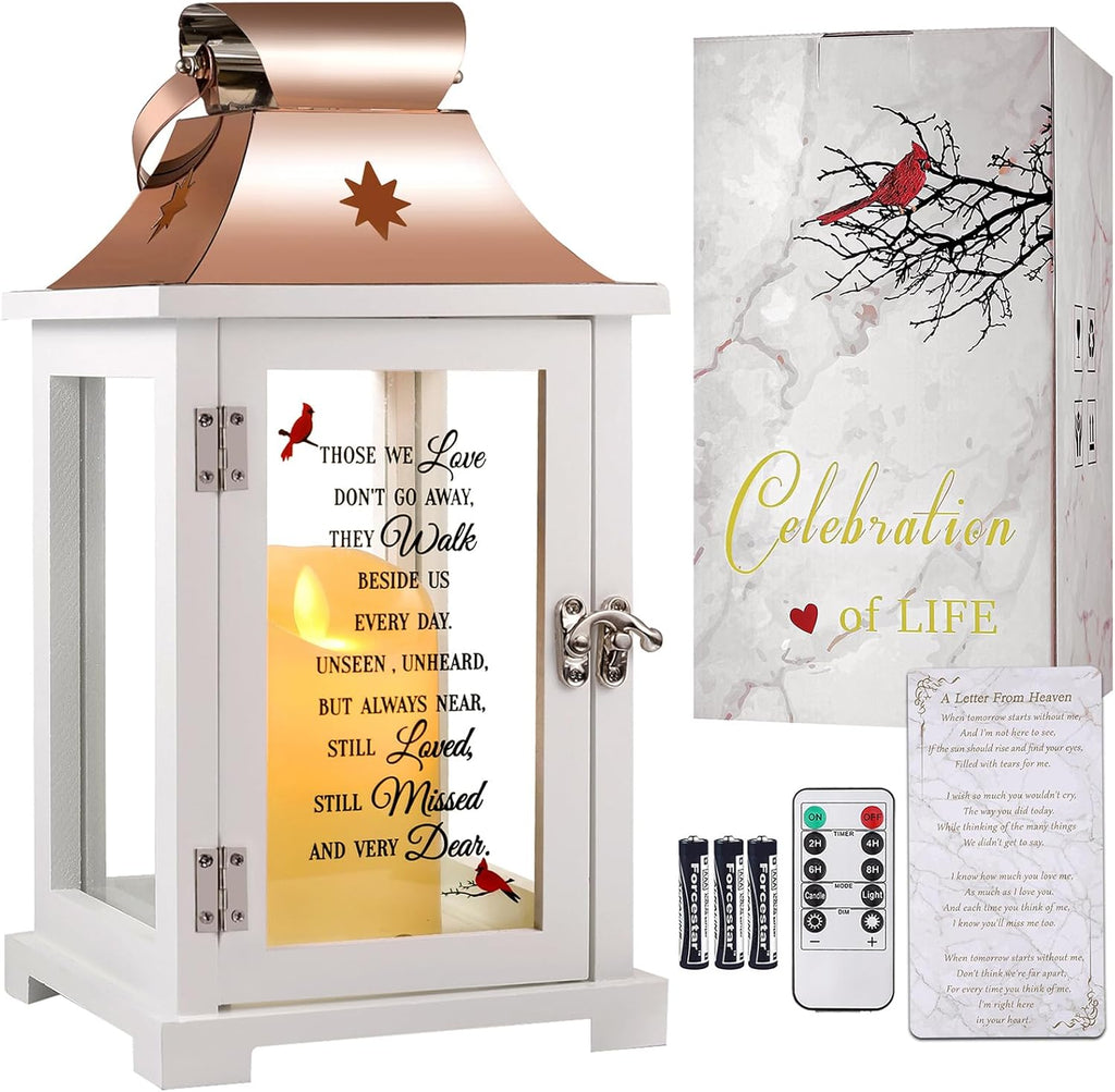 Memorial Lantern, Sympathy Gifts for Loss of Mom/Dad/Loved One, Bereavement Gifts, in Memory of Loved One Lantern,Celebration of Life, Memorial Gifts, Funeral Lantern,Those WE Love Don't GO Away