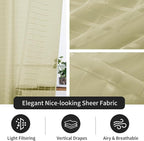 SpaceDresser Check Sheer Curtains 108 Inches 2 Panels Set, Rod Pocket Plaid - Image 5
