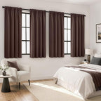 MIULEE 4 Panels Set Dark Brown Blackout Curtains 63 Inch Length Bedroom | - Image 2