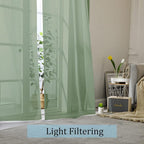 Sage Green Sheer Curtains 96 Inches Long 2 Panels Set, Elegant Sheer Curtains - Image 2