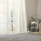 Cream Sheer Curtains 90 Inches Long 2 Panels, Elegant Light Filtering Voile - Image 2