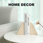 Marble Bookends for Heavy Books, Decorative Book Ends for Shelves, Durable and Heavy-Duty Stone Bookends for Hardback Book & CDS, Unique Book Stopper & Holder, New Jura Beige-Vein, Set of 2