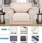 H.VERSAILTEX Super Stretch Individual Seat Cushion Covers Sofa Covers Couch Cushion Covers Slipcover Sets Thick Jacquard Textured Twill Fabric (1 Piece Chair Cushion Cover, Ivory)