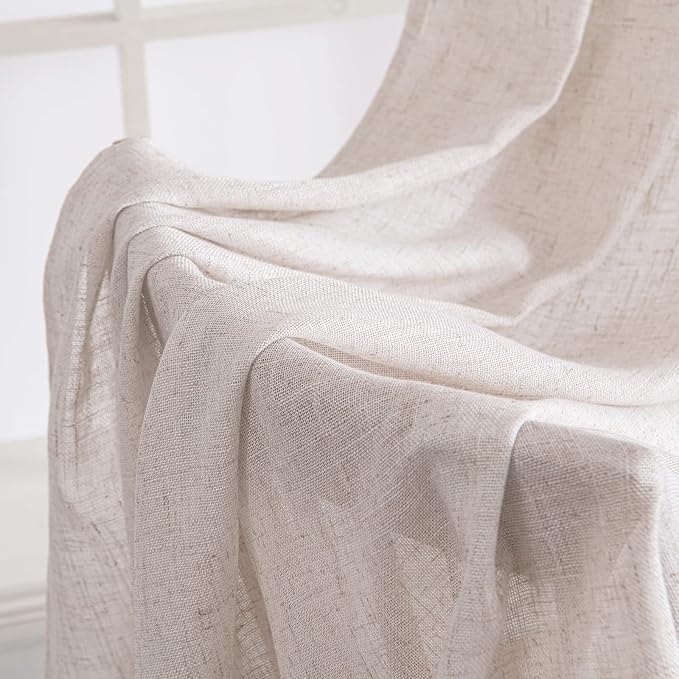 MIULEE White Linen Curtains 37x90 Inch Long 2 Panels - Image 6