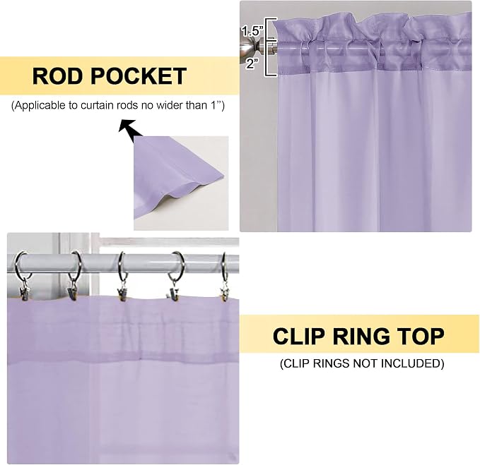 Lavender Sheer Curtains 54 Inches Long 2 Panels - Image 4