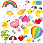 20 PCS Rainbow Thick Gel Clings for Classroom Realistic Window Gel Clings Decal Stickers for Kids Toddlers and Adults Home Airplane Nursery Rainbow Party Supplies Removable and Reusable