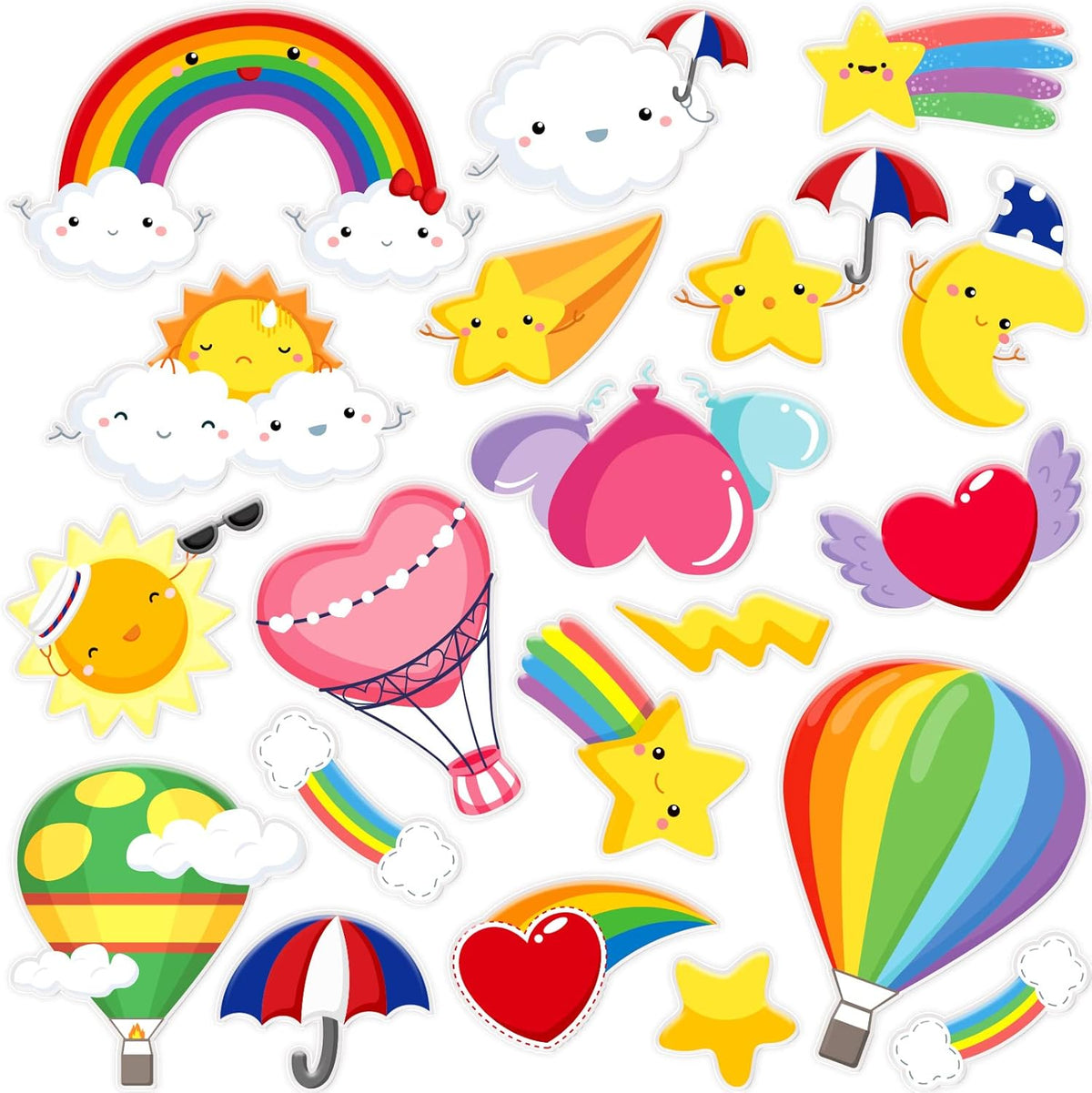 20 PCS Rainbow Thick Gel Clings for Classroom Realistic Window Gel Clings Decal Stickers for Kids Toddlers and Adults Home Airplane Nursery Rainbow Party Supplies Removable and Reusable