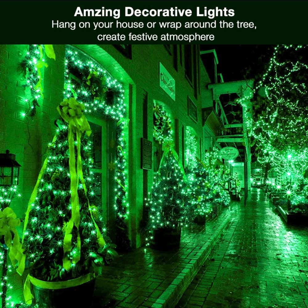 BrizLabs Green String Lights, 17.94ft 50 LED Christmas Lights, 8 Modes Battery Green Xmas Lights Indoor/Outdoor, Mini Decorative Holiday Light String Green Wire for Christmas Party Home Decor