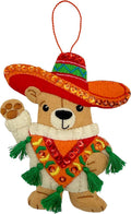 Cinco de Mayo Felt Bear Ornament Kit – Handmade Felt Christmas Decoration – Embroidered Sombrero Bear with Sequins and Tassels – Mexican Fiesta Theme