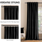 MIULEE Black Velvet Curtains 52x90 inches 2 Panels Luxury Blackout Curtains | - Image 2