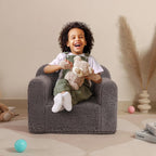 Kids Snuggly-Soft Sherpa Chair, Cuddly Toddler Foam Chair for Boys and Girls, Grey