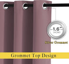 NICETOWN Dry Rose Bedroom Curtains 63 inch Length 2 Panels Set, Solid Thermal - Image 2