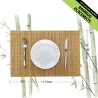 ANDSTAR Set of 4 Pcs Bamboo Placemats Sushi Rolling Mat Japanese Style Natural Anti-Slip Bamboo Placemats Washable Heat-Resistant Table Mats for Dining Room and Kitchen（Brown）
