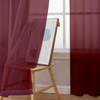 Simplebrand Red Sheer Curtains 63 Inch Length 2 Panels, Rod Pocket Solid Color - Image 2