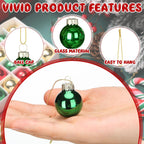 Tioncy 32 Pcs 1 Inch Mini Glass Christmas Ornaments Balls Shiny Christmas Balls Tiny Tree Hanging Decoration Small Colorful Ball Pendant for Xmas Party Supplies(Red, Green, Gold)