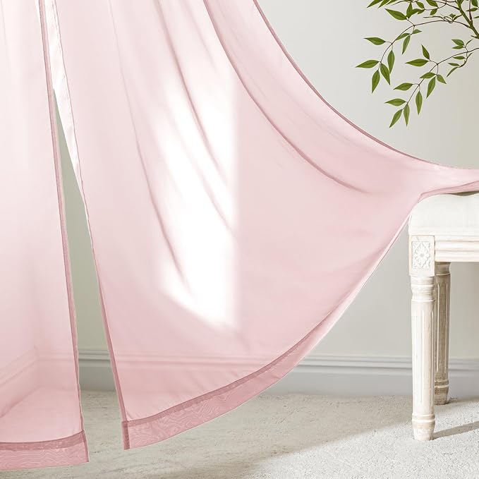 MIULEE Blush Pink Sheer Curtains 84 Inches Long 4 Panels 42 x 84 Inches | Light - Image 6