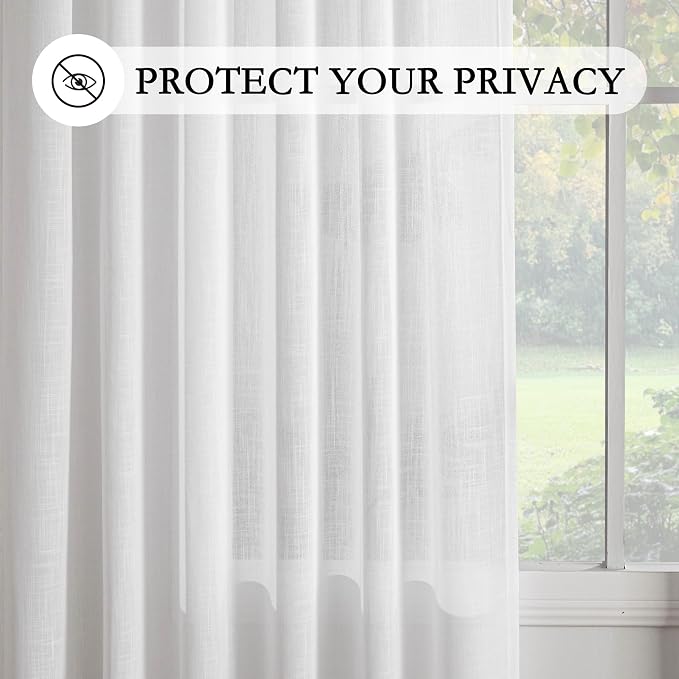 MYSKY HOME White Linen Curtains 96 Inches Long - Image 6