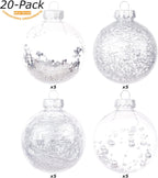 Sea Team Shatterproof Clear Plastic Christmas Ball Ornaments Decorative Xmas Balls Baubles Set with Stuffed Delicate Decorations (80mm/3.15 inch 20-Pack, Silver)
