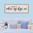 Home Is Where My Boys Are Wall Decor 40"×15" mom and her boys Sign for boys room Playroom Large Wood Framed Wall Hanging Art (Wood)