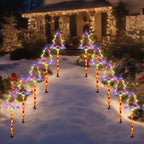 Christmas Solar Pathway Lights Outdoor Decorations， 8 Modes Xmas Tree Candy Lights Waterproof Led Garden Stake Light for Walkway Yard Lawn Porch Holiday Decor 5-Pack (Multicolor Tree, 10 Pack)