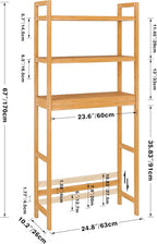 SMIBUY Bathroom Storage Shelf, Bamboo Over-The-Toilet Organizer Rack, Freestanding Toilet Space Saver with 3-Tier Adjustable Shelves (Natural)