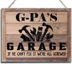 Rustic Wood Sign - Father's Day & Grandpa's Gift - Decor Hanging Wall Art - 'If He Can't Fix It...'