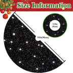Christmas Tree Skirt 36 Inch Black Xmas Tree Skirt Soft Fabric Christmas Tree Skirts Santa Tree Decorations for Christmas Tree Skirt Halloween Tree Skirt Collar Sequin Metallic Tree Floor Base